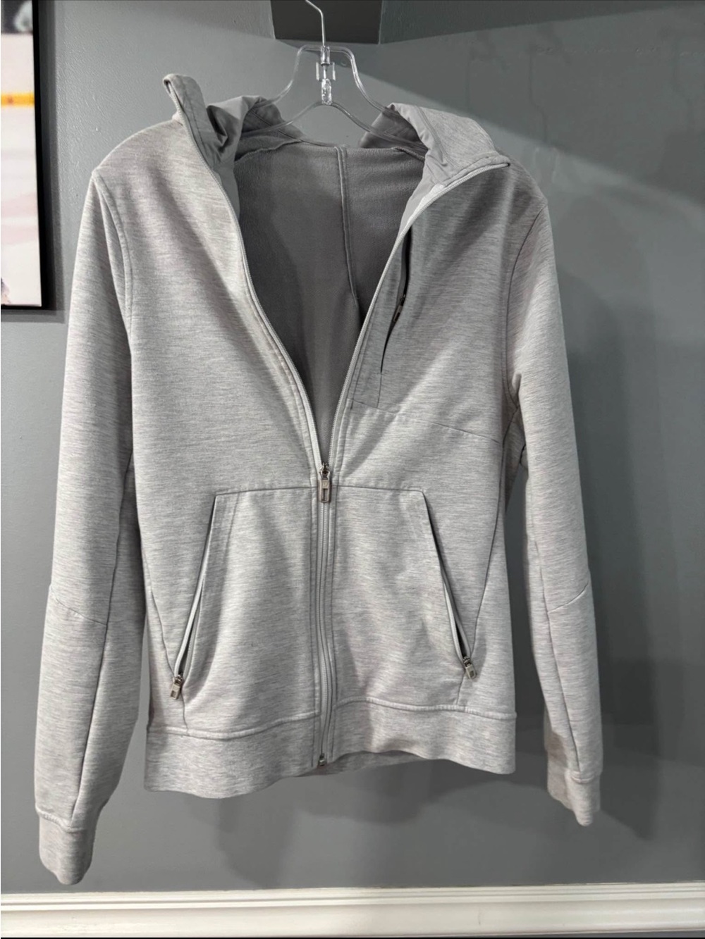 Lululemon Light Gray Zip Hoodie Bomber Jacket men’s size XS